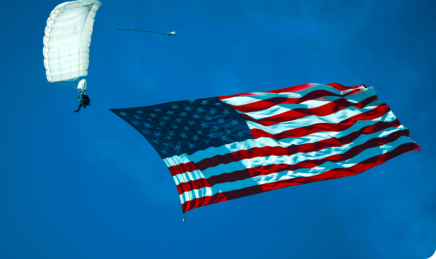 Parachutist and American Flag